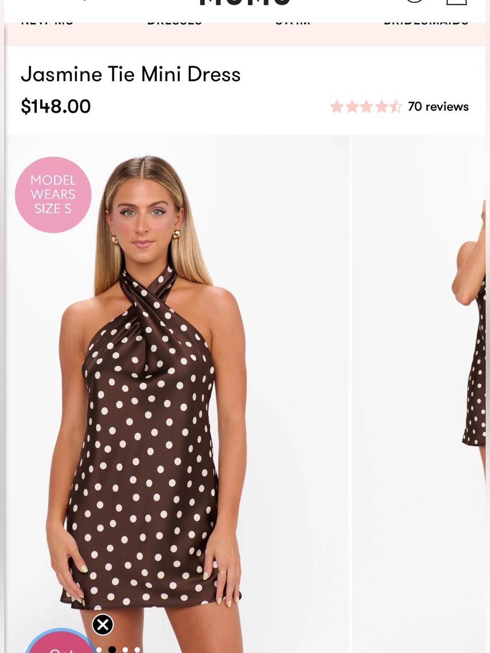NWT Show Me Your Mumu Jasmine tie mini dress. Brown polka dots. Size M